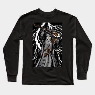 The Wizard - Traditional High Fantasy Wizard (Grey) Long Sleeve T-Shirt